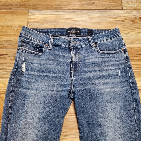 Lucky Brand Jeans Womens 6 28 Blue Lolita Skinny Distressed Raw Hem Ankle - Picture 2 of 8